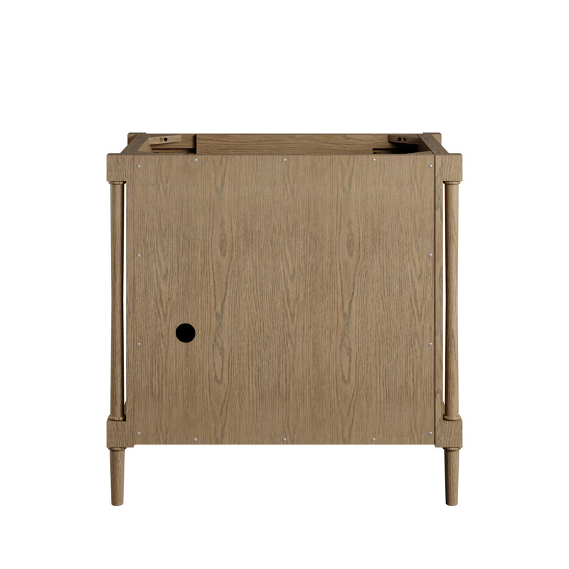 Kinnsden 36" W Single Vanity, Siberian Silestone, 8" Widespread, Weathered Oak