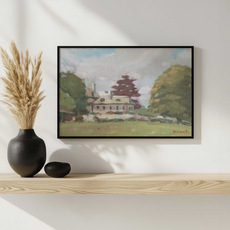 «New England Home in Spring» par Stephen Calcasola, reproduction d'art, Argent argent, H 12 po x l 16 po