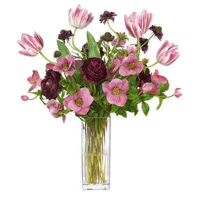 Ranunculus and Tulip Faux Floral in Vase