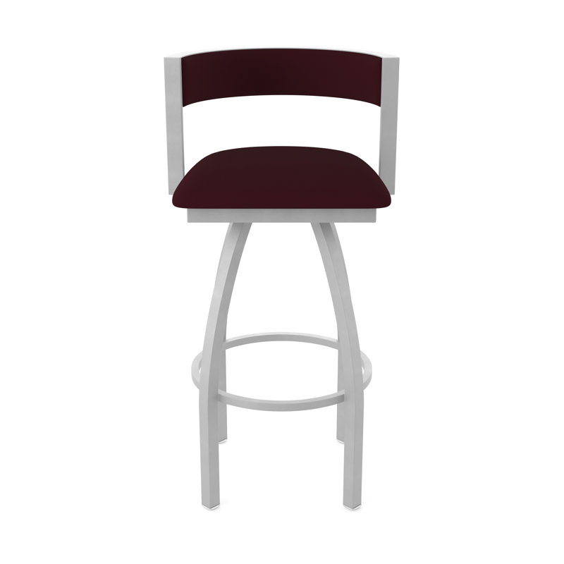 Tabouret Artémis, Vinyle - bordeaux Canter, Nickel anodisé, Tabouret de comptoir (siège d'une hauteur de 25 p