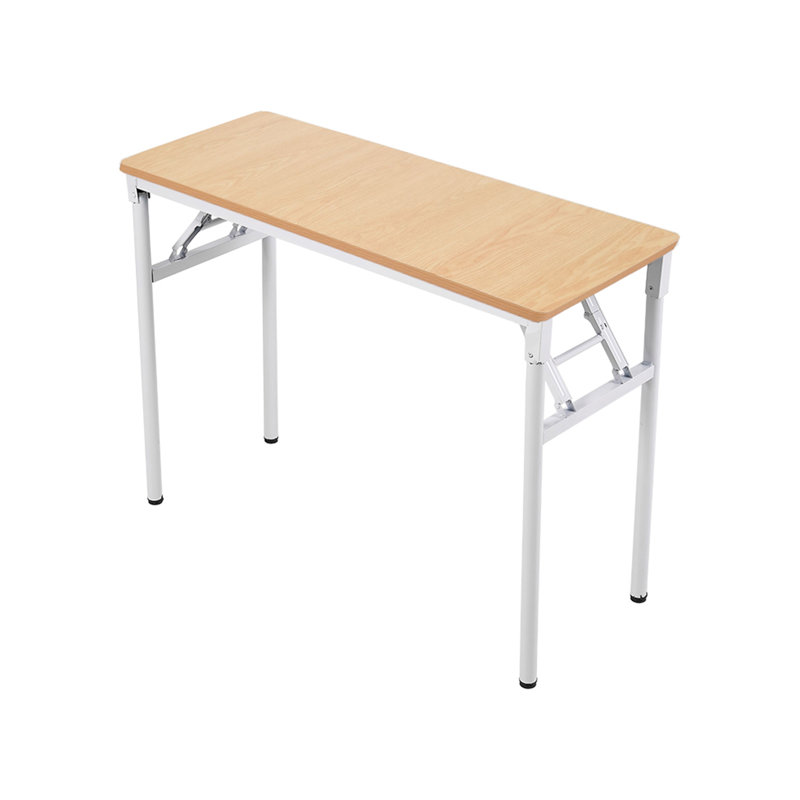 Folding Metal Frame Office Desk, Nature Wood/White, 75cm H x 100cm W x 40cm D