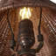 Delphine Wicker Mini Lamp in Dark Brown