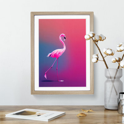 Strolling Flamingo - Single Picture Frame Print