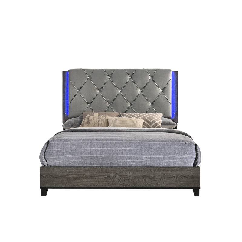 Deema Upholstered Velvet Standard Bed, Queen