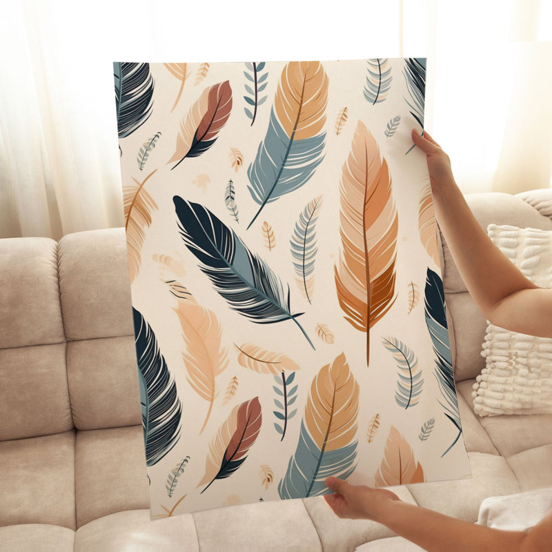 «Fashion and Glam Bohemian Feathers», impression bohémienne non encadrée, H 20 po x l 16 po