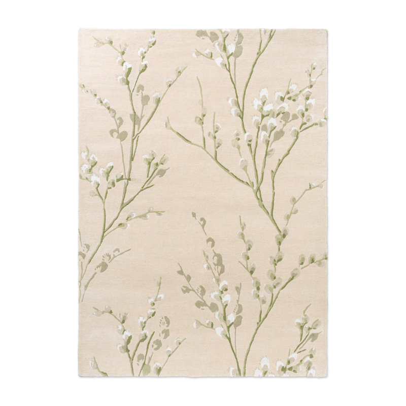LA Pussy Willow Hedgerow Green 079807 140X200, Rectangle 4'7" x 6'6"