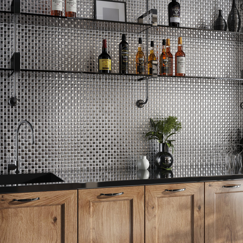 11.8" X 11.8" Polished Glass Mosaic Tile