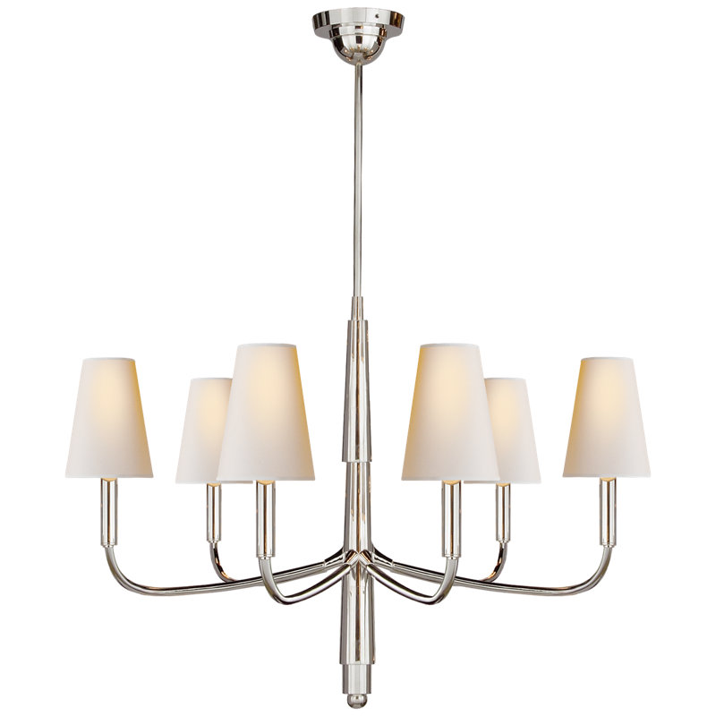 Farlane 6 - Light Chandelier, Polished Silver, White