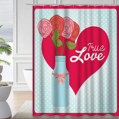 Rideau de douche avec 12 crochets Love Art