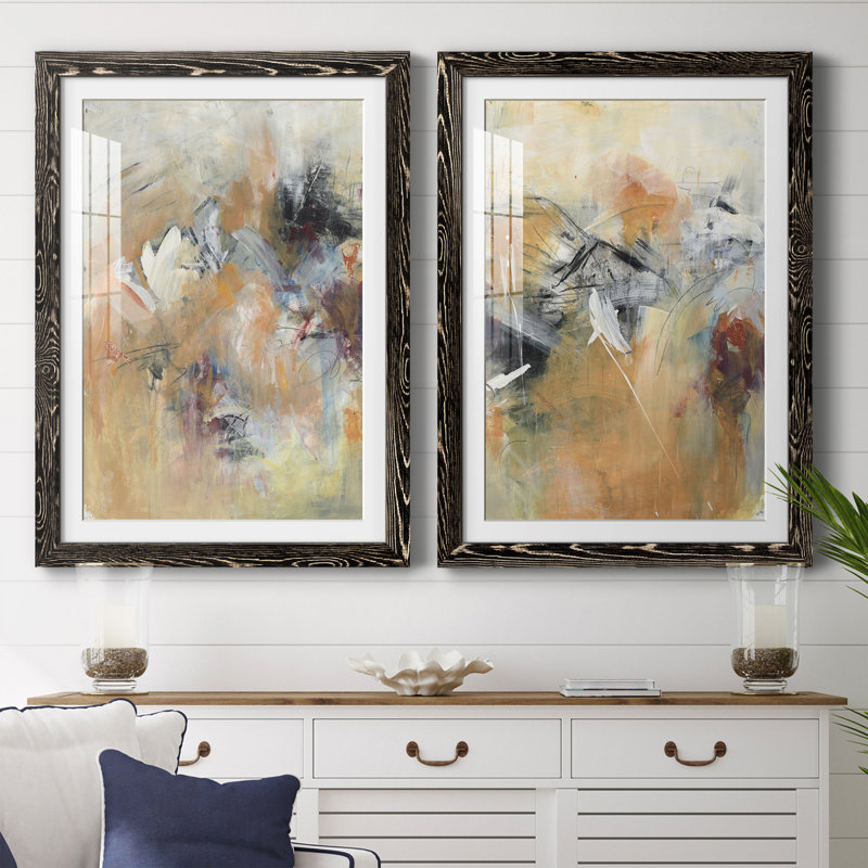 Frozen Spring I - ensemble de 2 peintures encadrées, Cadre noir, H 24 po x l 20 po x P 1 po