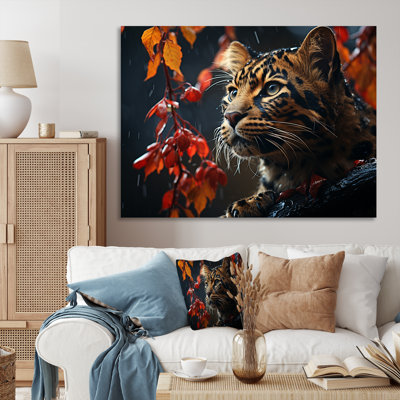Photo de léopard en automne I - art mural léopard / guépard