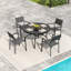 Ensemble de table de salle à manger 5 pièces avec trou pour parasol et 4 chaises pliantes en métal