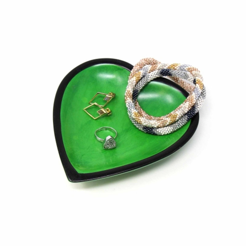Bol Soapstone Heart - vert moyen