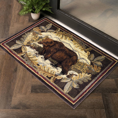 Pavillon de jardin 2,7 pi X 7,3 po - Inspiré des ours de chasse, polypropylène teinté, envers en jute, pour le salon et les animaux de compagnie, brun, fabriqué en Turquie 2 pi 7 po 7 pi 3 po, teinture en polypropylène avec dossier, doux et