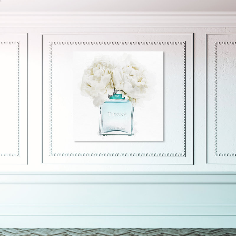 «Dawn Morning Bouquet Aquamarine Perfume», impression sur toile, H 12 po x l 12 po, Toile tendue, Sans cadre