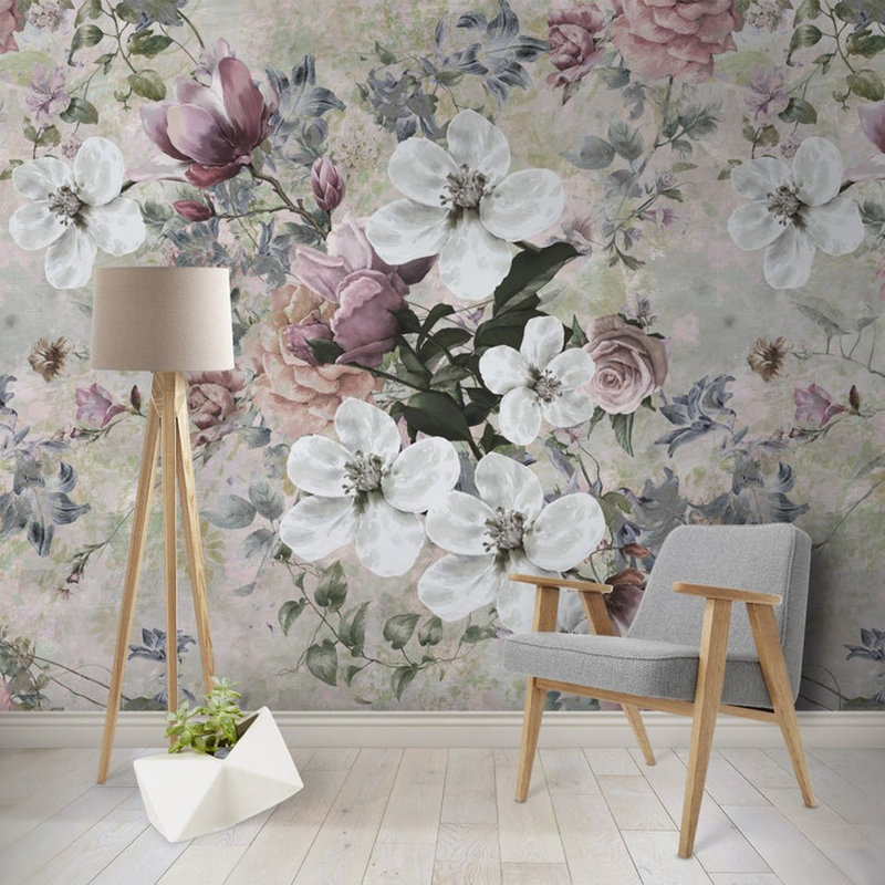 Papier peint amovible floral, L 75 po x l 112 po