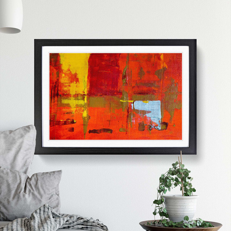 Abstract Art Painting Vol.447 by S.Johnson - Picture Frame Painting Print, 36cm H x 48cm W x 2cm D, Black Framed