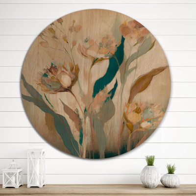 Wild Flowers in Faded Vintage Colours IV - Floral Wood Wall Art - Natural Pine Wood