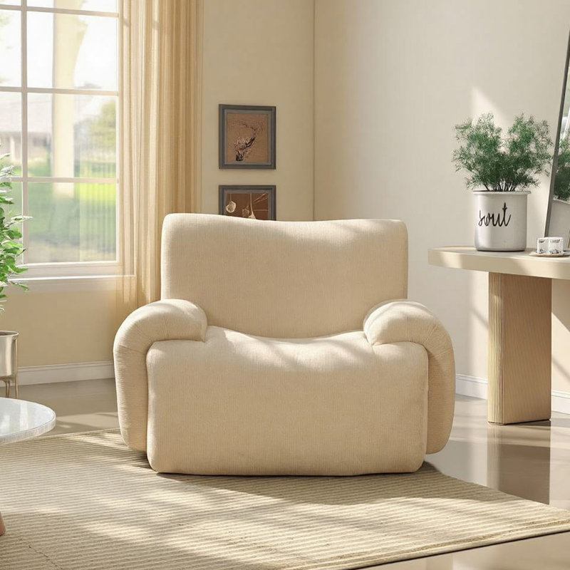 42" Modern Upholstered Oversized Compression Accent Chair, Beige