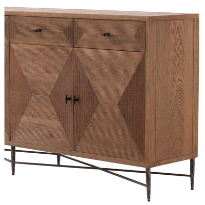  Reese Natural Oak Iron Sideboard Buffet