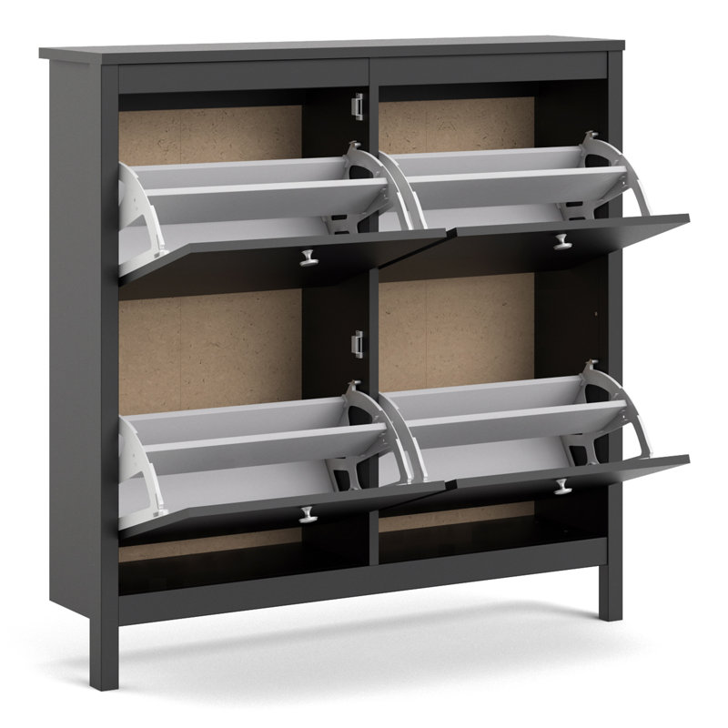 Cynsere 16 Pair Shoe Storage Cabinet, Black