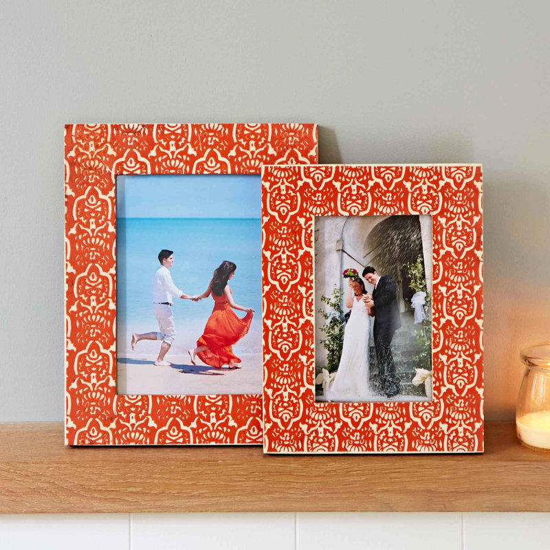 Vidya Red Patterned Photo Frame, 24cm H x 19cm W x 2.5cm D