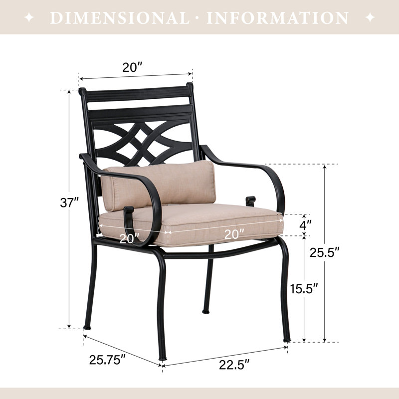 Leonard 6 - Person Outdoor Dining Set with Wood-like Metal Table, Cushions & Pillows
