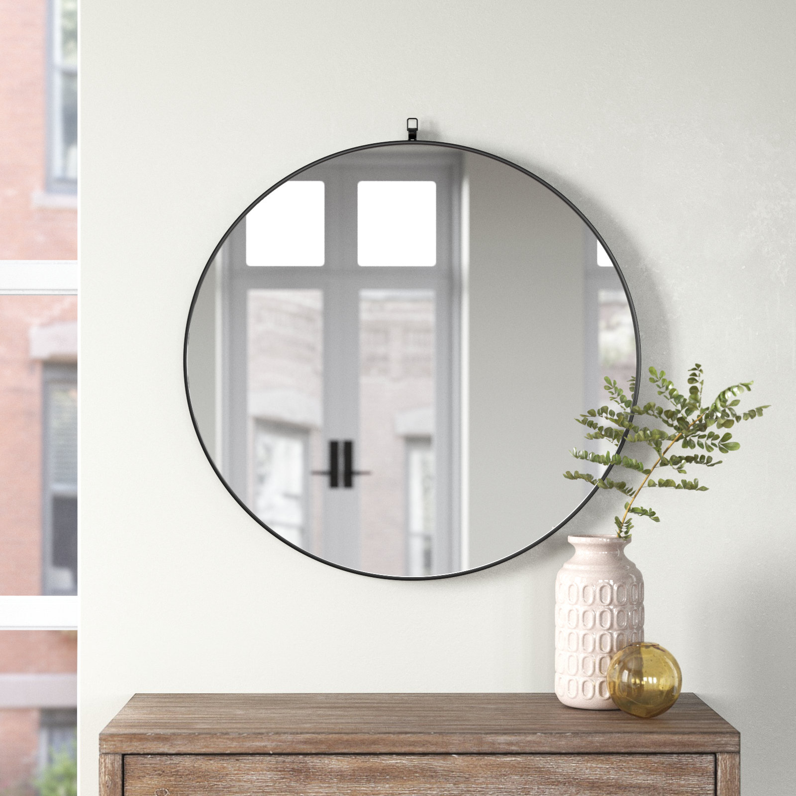 Cassie Accent Mirror, 28" x 28" , Black