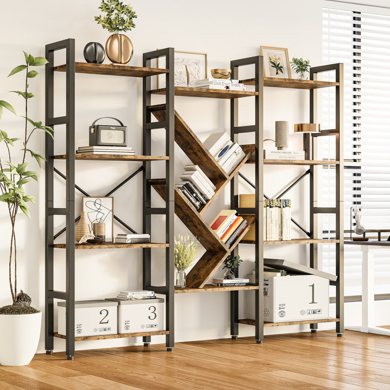Étagère à livres sur tablettes à 5 niveaux avec l 70,9 "x H 70", (4 tablettes) H 55 po x l 60 po x P 9,4 po