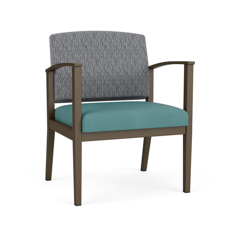 Chaise d'invité en acier Amherst, Vinyle bleu Patriot Plus Imperial, Bronze