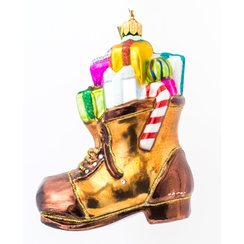 Ornement figurine suspendue chaussures père noël