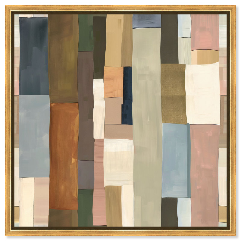Woven Earthscape Canvas Abstract Print by Oliver Gal, Black Frame, 12 x 12, 13"H x 13"W, Gold Frame