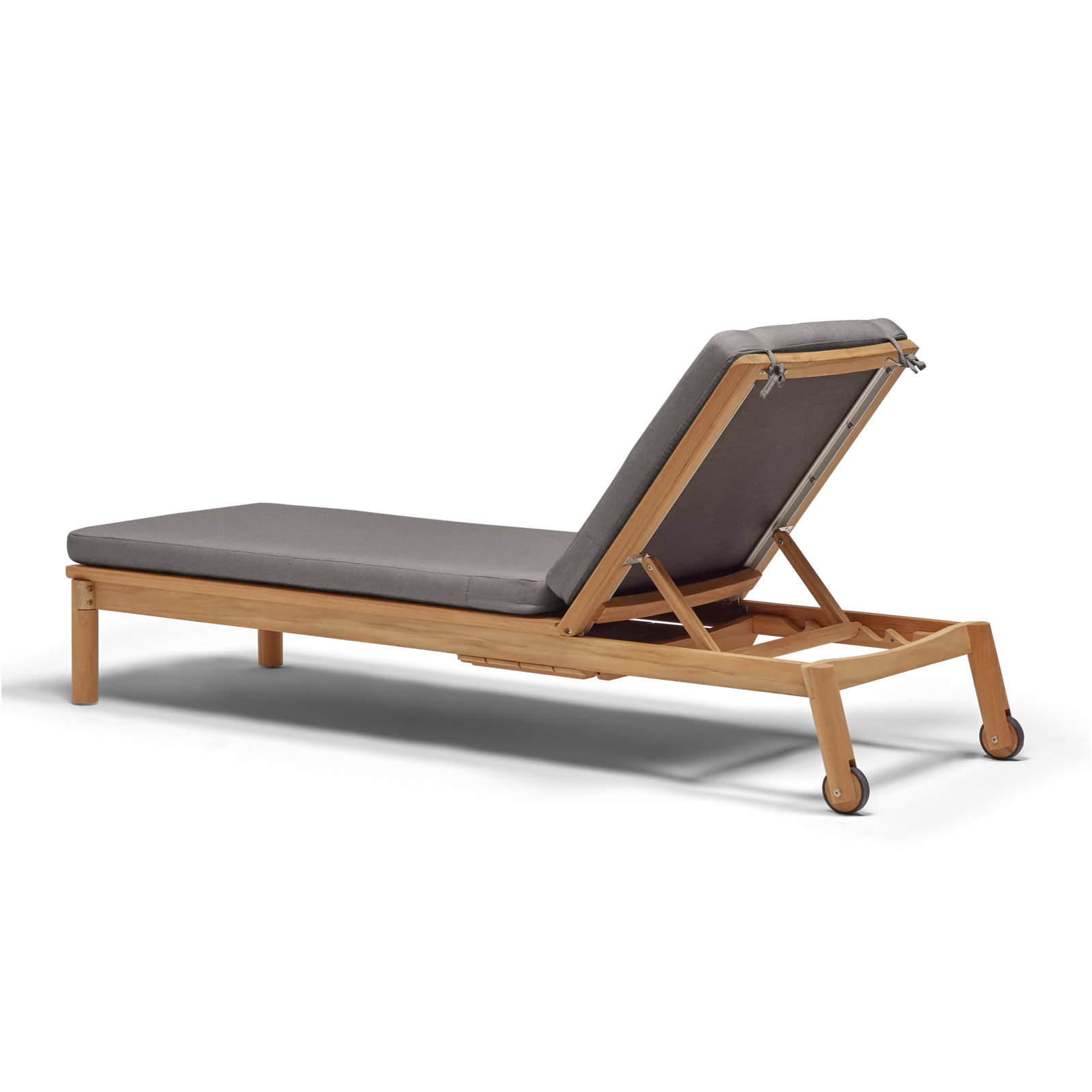Haven 27.5'' Outdoor Teak Chaise Lounge, Sunbrella Greystone