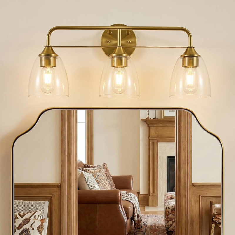 Applique murale moderne pour salle de bain avec abat-jour en verre transparent en forme de cloche