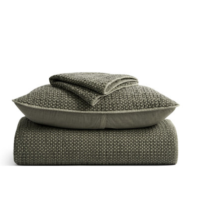 Stonewashed 100% Natural Cotton Waffle Quilt Set