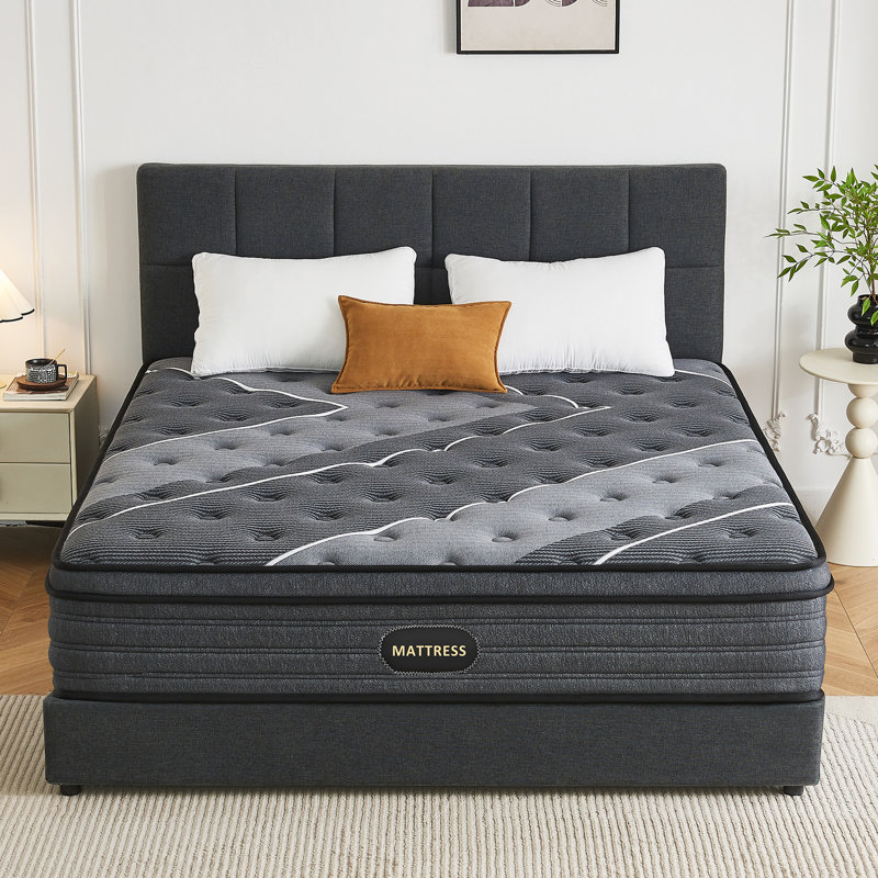  Matelas hybride moyen 12 po avec mousse viscoélastique gélifiée et ressorts ensachés, isolement de mouvement et support de bord, matelas certifié dans une boîte Certipur-US