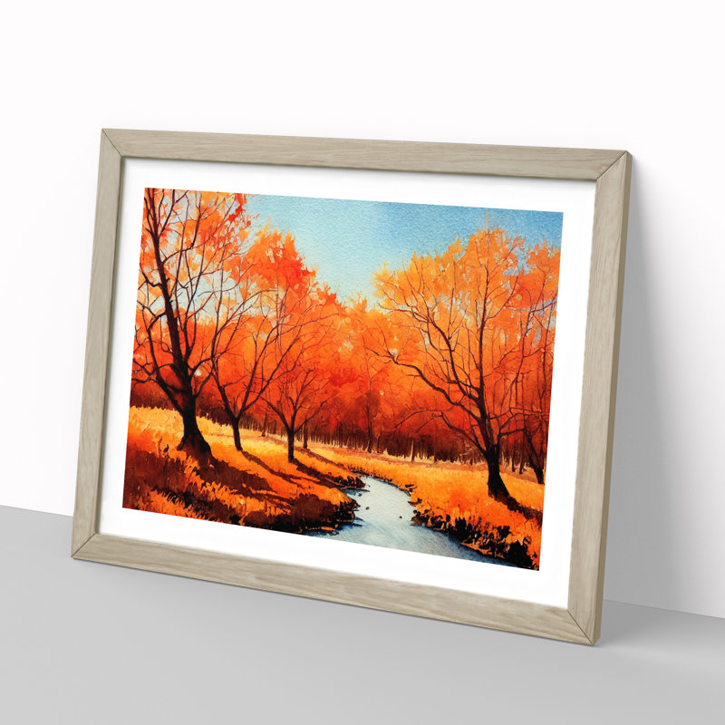 Spirited Autumn Forest - Single Picture Frame Painting, 46cm H x 64cm W x 2cm D, Oak