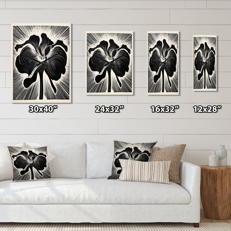 White Abstract Iris Flower - Hydrangea Wall Clock, Small