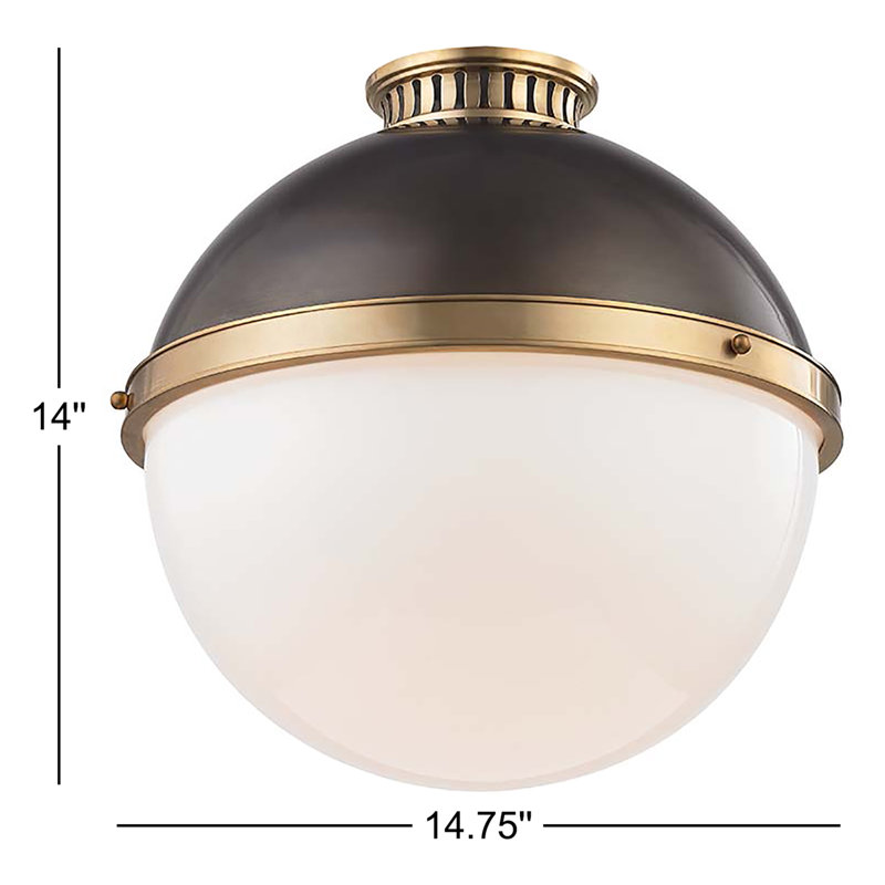 Latham 1 - Light Flush Mount, Aged/Antique Distressed Bronze, 14" H x 14.75" W x 14.75" D