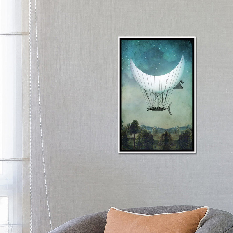 «The Moonship» par Catrin Welz-Stein - impression d'art graphique, Toile blanche encadrée, H 26 po x l 18 po x 1,5 po