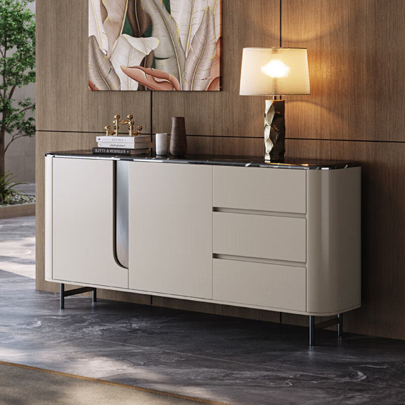 Modern Italian Light Luxury Dining Sideboard, Gray, 35.43" H x 70.87" W x 15.75" D