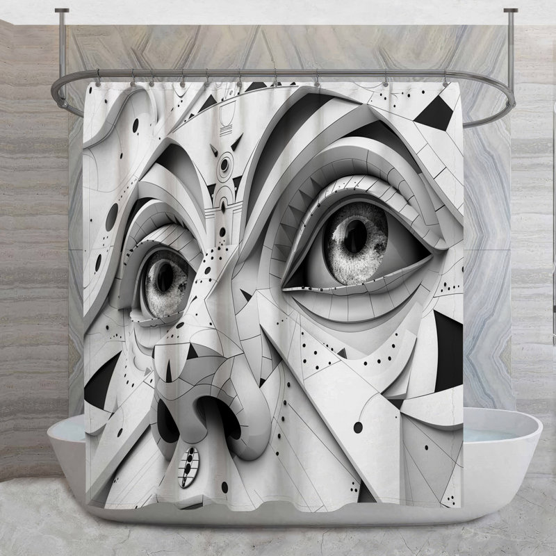 Rideau de douche aux yeux abstraits - Décoration de salle de bain abstraite 16696, H 73 po x l 70 po