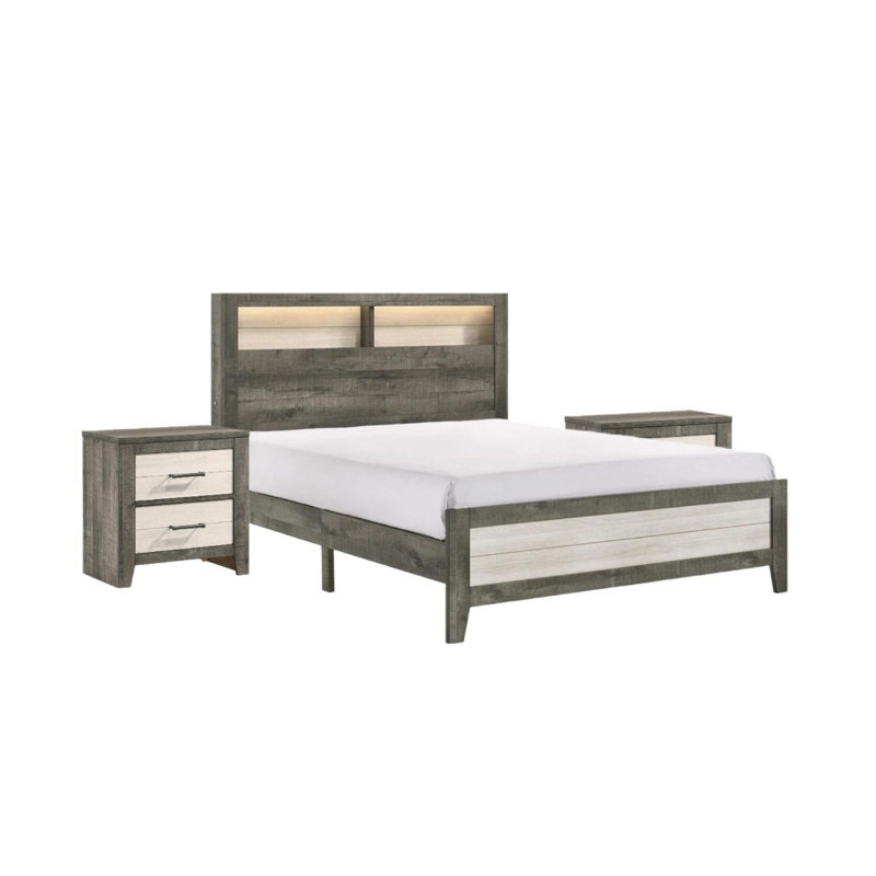 Platform Storage Bed With Built-In Lighting, King