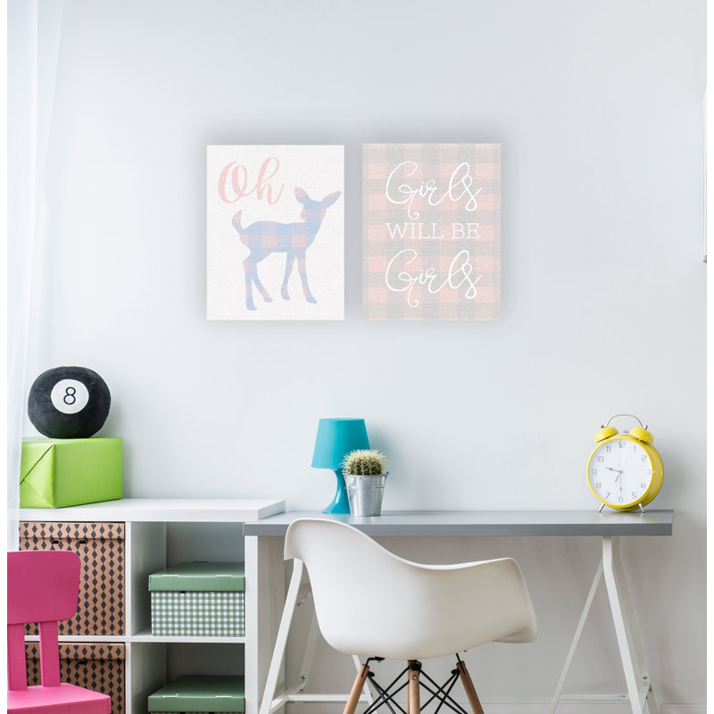 Découpe à carreaux « Oh Deer », Toile tendue, H 20 po x l 16 po