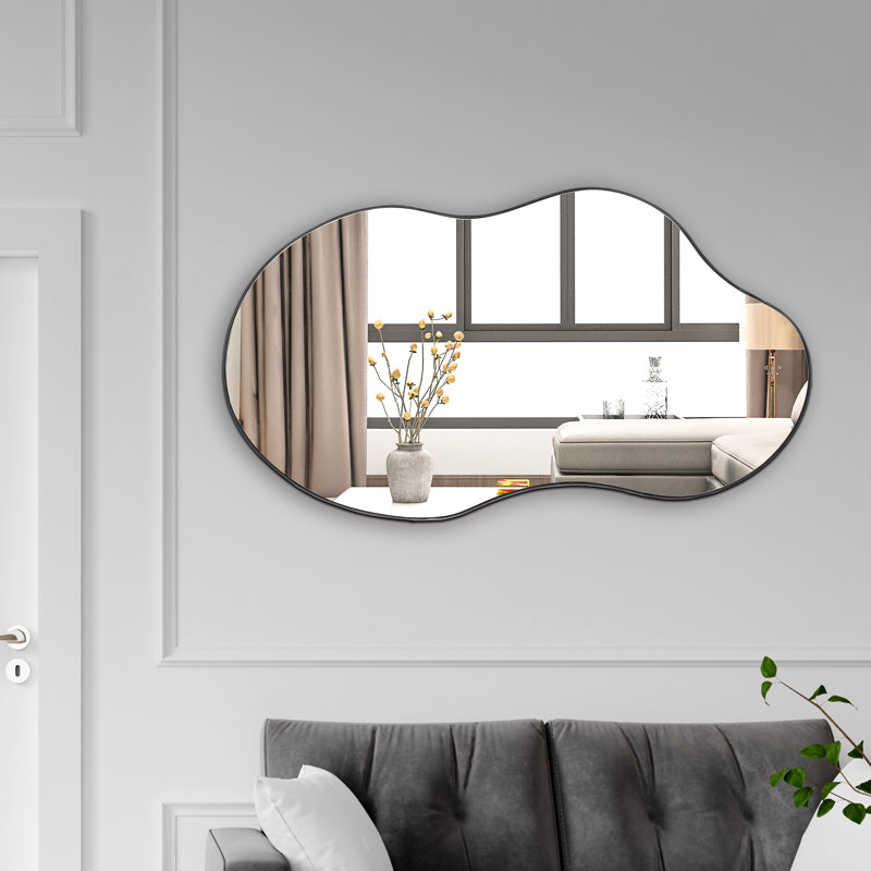 Buckwalter Asymmetrical Metal Framed Wall Accent Mirror, Black, 111cm H x 55cm W