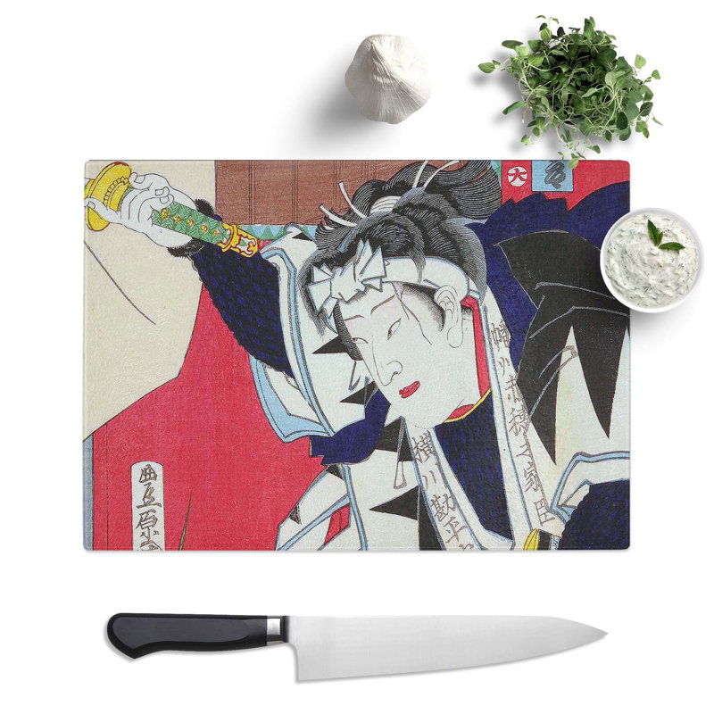 Tempered Glass Samurai by Toyohara Kunichika Chopping Board, 28.5 cm x 20 cm