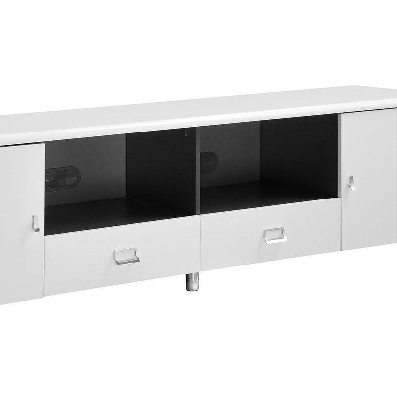 Console à 2 tiroirs blanc brillant