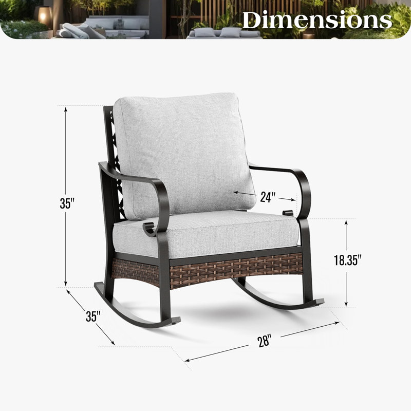 Chaise longue berçante et coulissante en métal, Coussin gris clair / structure noire