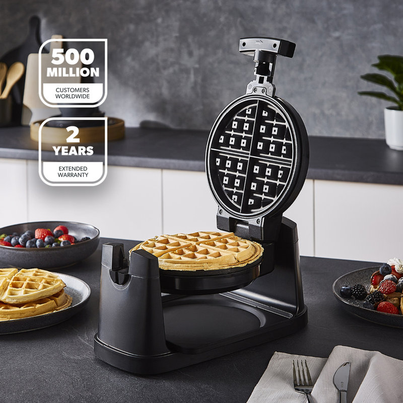 GEEPAS 1000W Rotating Belgian Waffle Maker, Cooks up to 4 Waffles