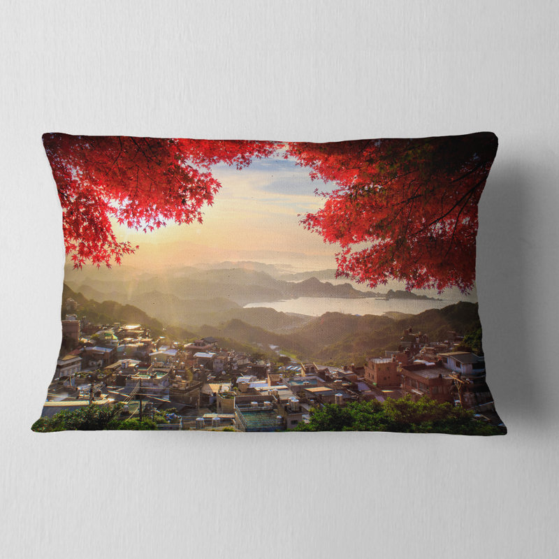 Coussin décoratif de Taïwan avec arbres rouges - paysage de Taïwan